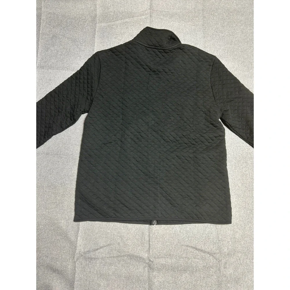 Banana Republic Quilted Knit‎ Shirt Jacket Mens Full Zip Black Brown Collared